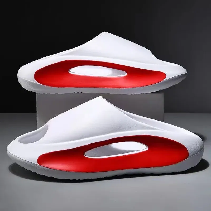 Color: black, Shoe Size: 44-45 - Summer Slippers Men Women EVA Soft Bottom Indoor Home Slides Sandals Light Beach Shoes Male Slippers Flip Flops Big Size 46 47