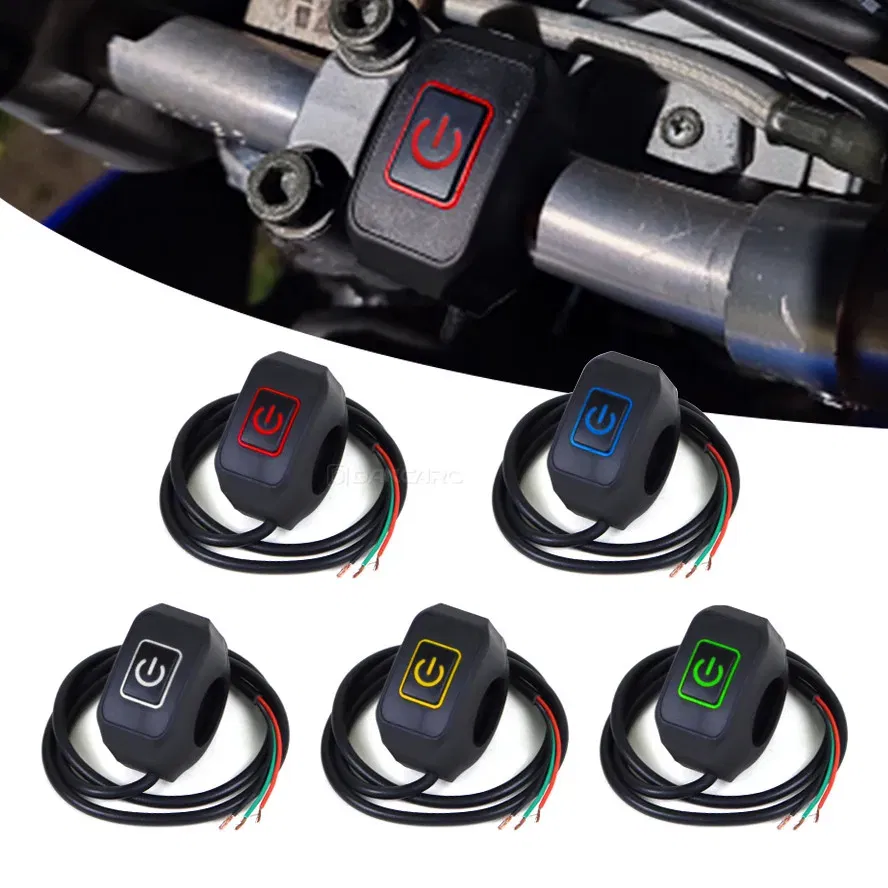 Color: Dark Grey - Motorcycle Handlebar Switch with LED Light 7/8'' 22mm Momentry Buttton for Electric Star Kill Waterproof Control Switch Button