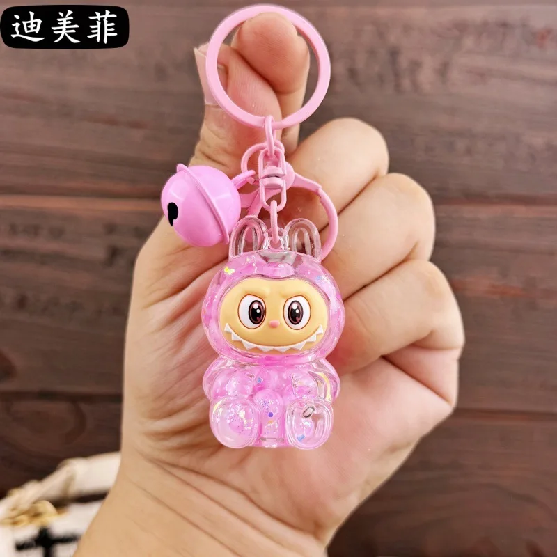 Color: Pink, Ships From: CHINA - Creative keychain oil series doll quicksand bottle small pendant gift decoration