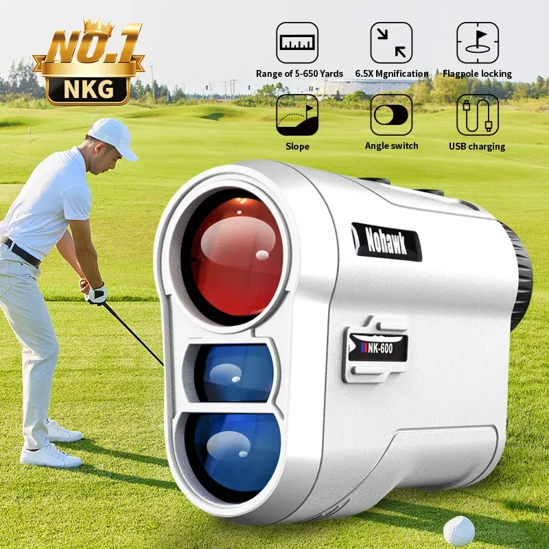 Color: Black - NOHAWK Golf Laser Rangefinder USB Rechargeable with Slope Compensation For Golfer Range Finder Hunting Monocular