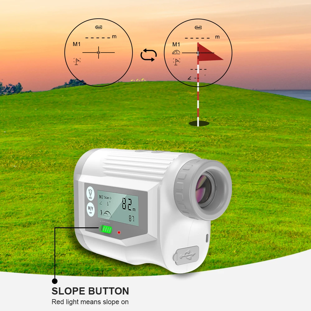 Color: Black - NOHAWK Golf Laser Rangefinder USB Rechargeable with Slope Compensation For Golfer Range Finder Hunting Monocular