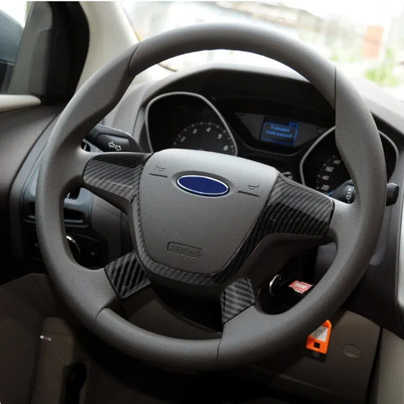 Color Name: black - ABS Car Steering Wheel Cover Sequin Trim Sticker for Ford Focus 3 Mk3 Kuga Escape 2012 2013 2014 2015 accessories
