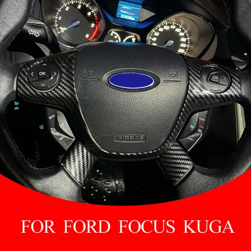 Color Name: black - ABS Car Steering Wheel Cover Sequin Trim Sticker for Ford Focus 3 Mk3 Kuga Escape 2012 2013 2014 2015 accessories