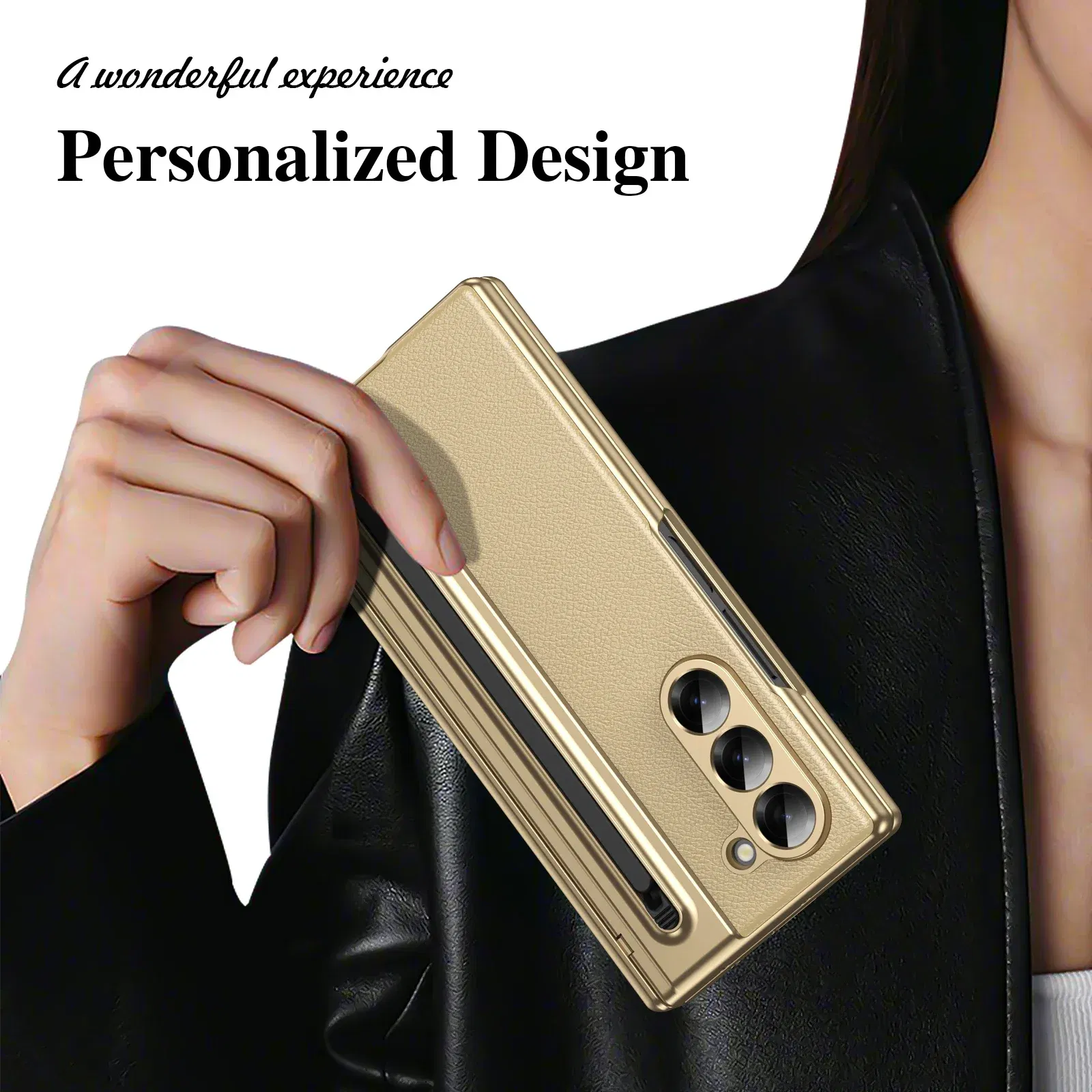 Color: black, Material: Cotton Fabric - With Touch Pen For Samsung Galaxy Z Fold 6 Slim 5 W25 5 4 3 Case Leather Plating Hinge 360 Full Screen Protector Folding Cover