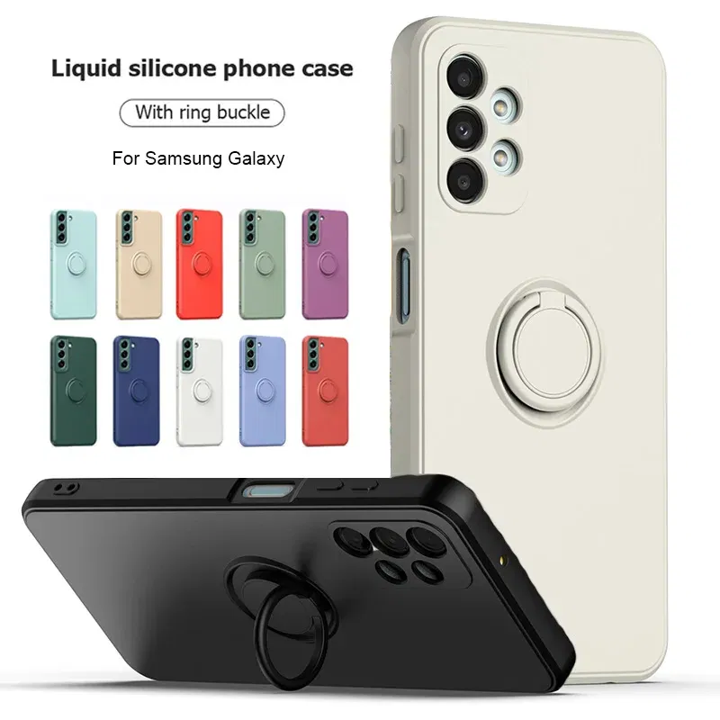 Color: Brown, Ships From: CHINA, Material: Cotton Fabric - With Ring Holder Phone Case For Samsung Galaxy S25 Ultra S24 S23 S22 S21 Plus A13 A52 A53 A54 TPU Soft Back Cover