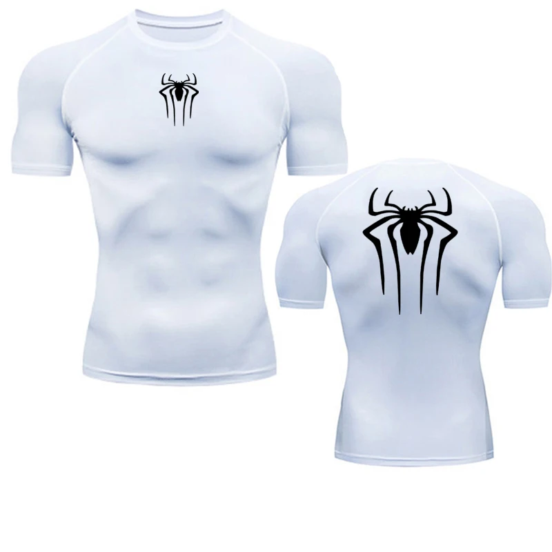 Color: Dark Grey, Size: L - Printed Men's Athletic Compression Shirts Athletic Quick Dry Breathable Rash Guard Athletic Tight Workout Tops Summer Men