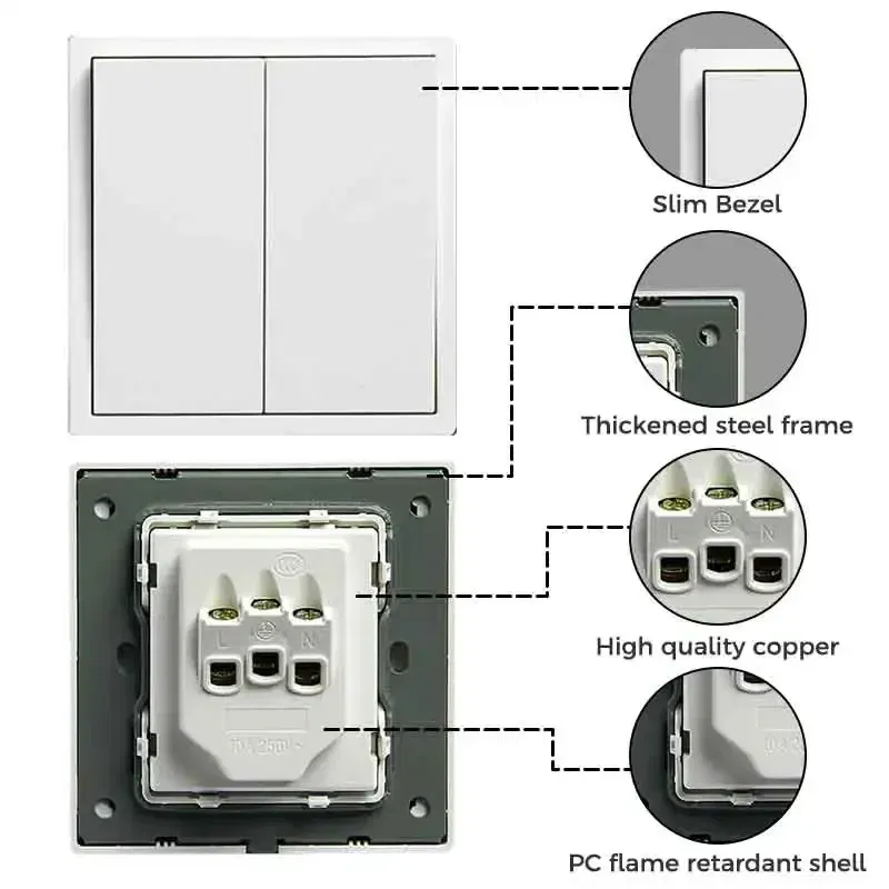 Color: GRAY - YINKA Plastic Panel Korean Standard Switch Frame Wall Switch Wall Socket TV Satellite 220V 1234GANG DIY Plastic Frame Part White