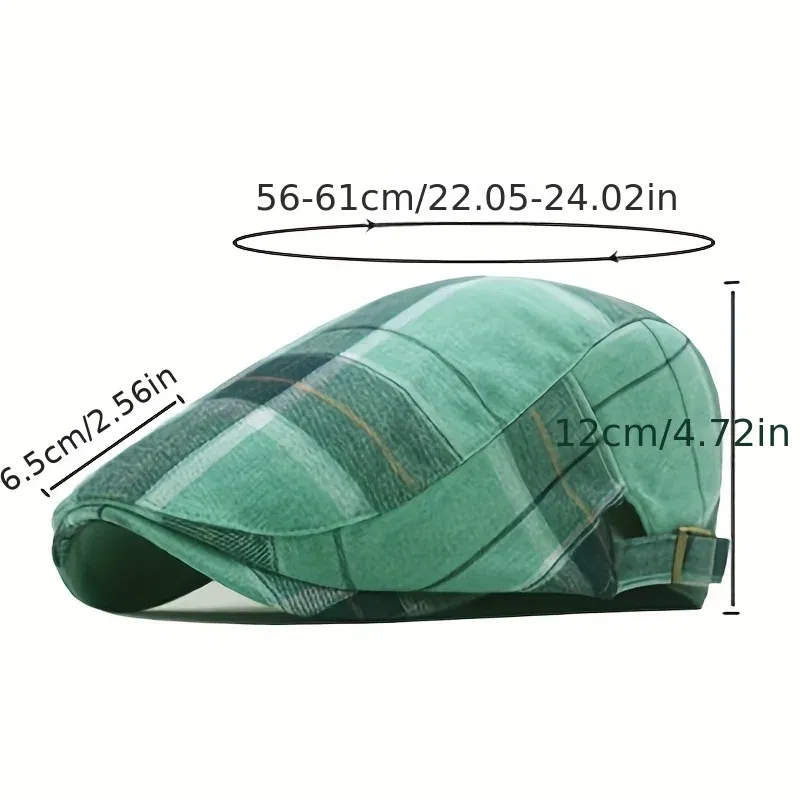 Color: Pink - Men's Plaid Pattern Flat Cap Newsboy Hat Women Beret Cabbie Gatsby Cap