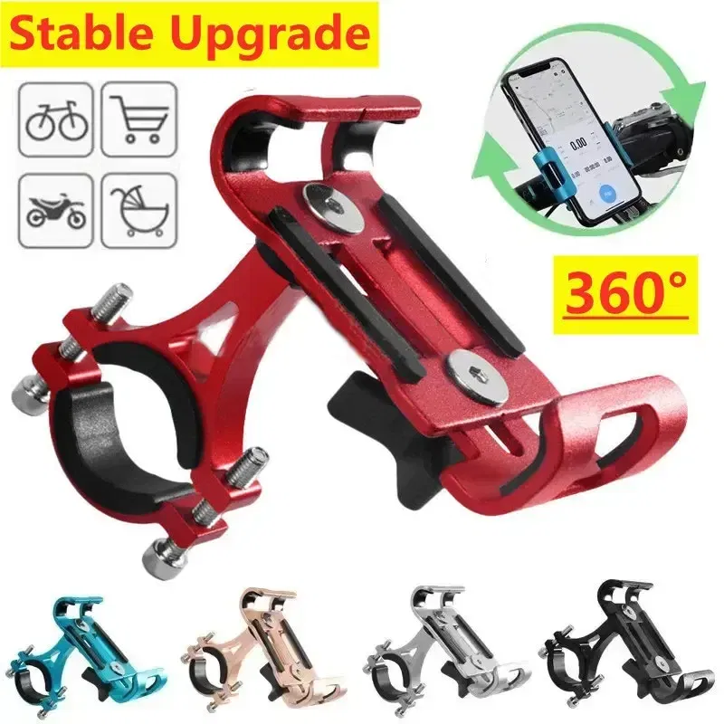 Color: WHITE - 360 Rotate Metal Motorcycle Bicycle Phone Holder Aluminum Alloy Anti-slip Bracket Support GPS Clip Bike Phone Stand for iPhone