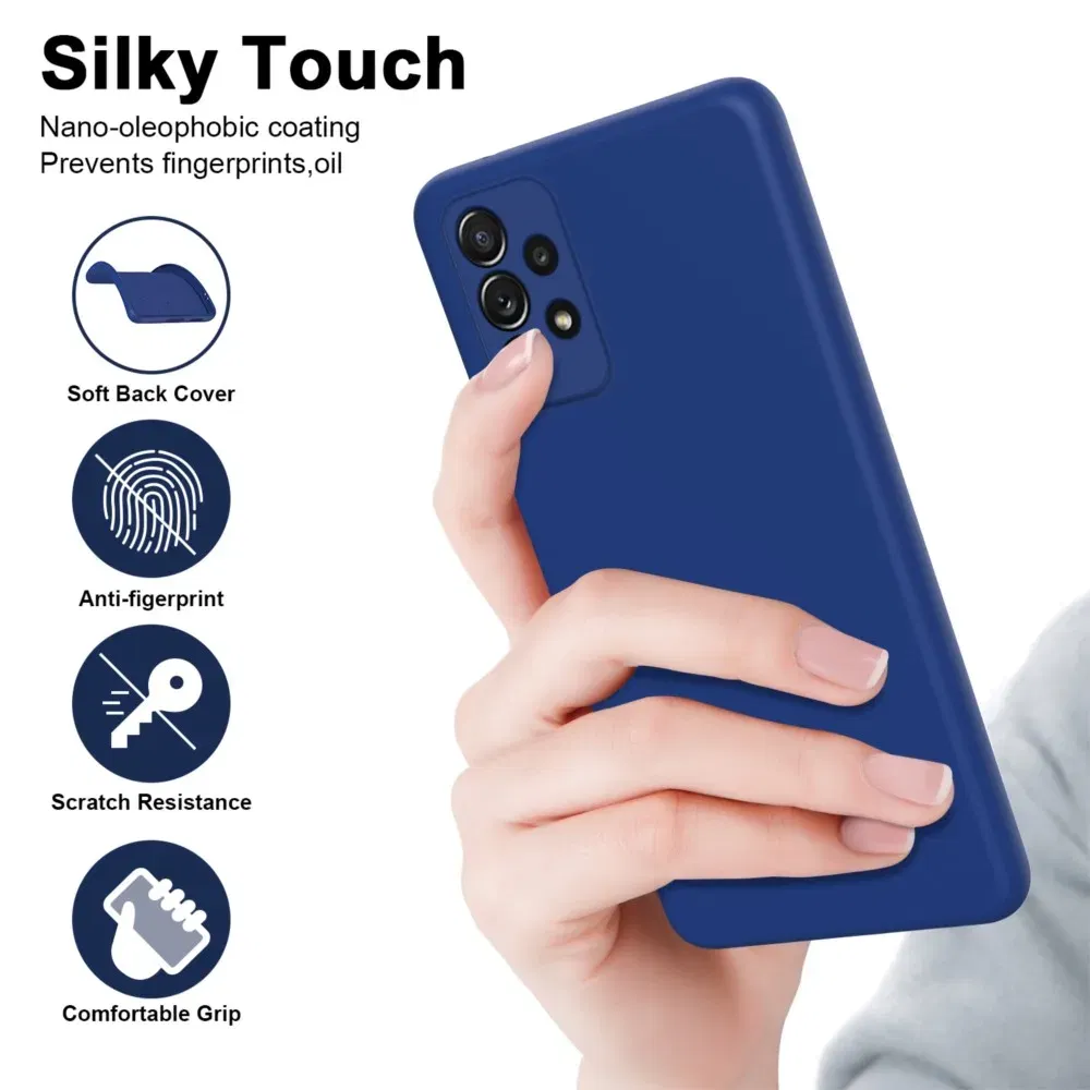 Color: Light purple, Material: Silicon - Solid Silicone Protect Case For Samsung Galaxy A13 A23 A33 A53 A73 A12 A22 A32 A52 A52S A72 A04 A04S A14 A24 4G A34 A54 Cover