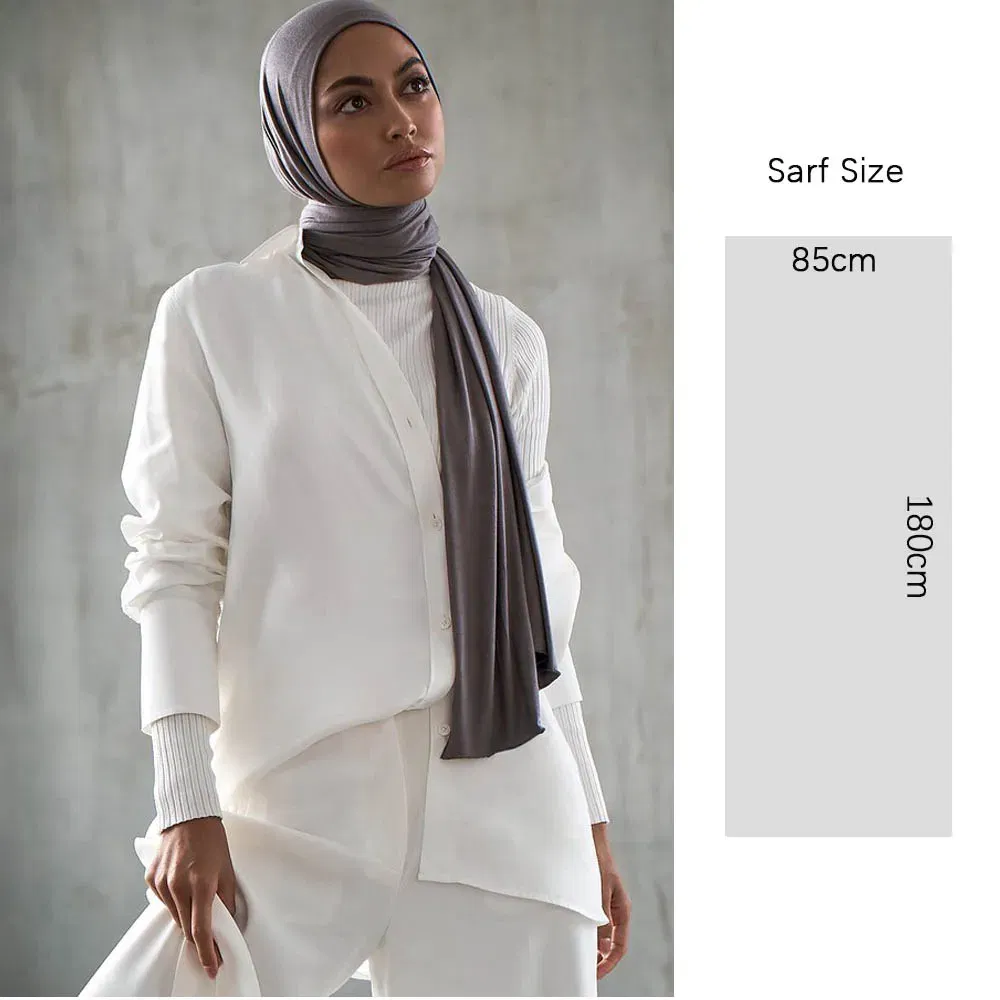 Color: WHITE - 180X85cm Muslim Women Jersey Hijab Scarf Cotton Stretchy Premium Jersey HIjabs Soft Material Big Large Size Jersey Scarves