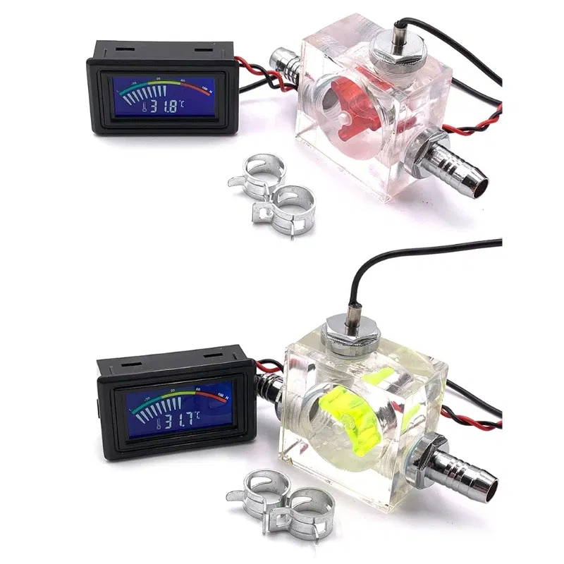 Color: RED - Three Way Flow Meter LED Thermometer for Water Cooling Liquid Cooler System Universal Computer Thermometer Dropship