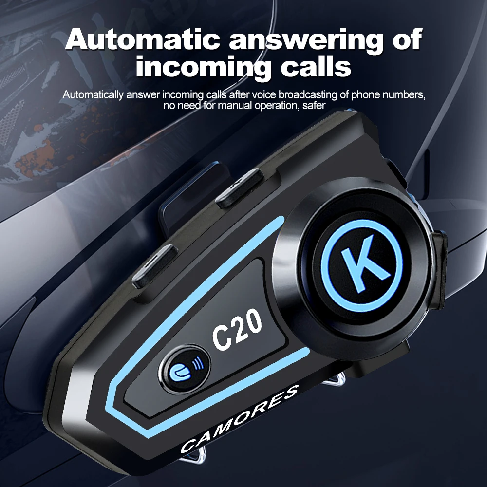 Color: Red - New Bluetooth Helmet Headset Hands-Free Calling Motorcycle Helmet Headset Ipx7 Bt5.3 Waterproof with Three-Color Ambient Light