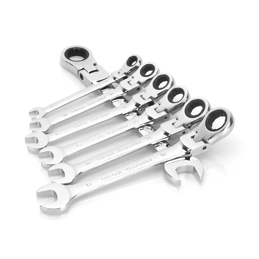 Color: grey - 1pc Ratchet Wrench of Keys Spanner Hand Tool 72-Tooth Ratcheting Flexible Head Mirror Finish