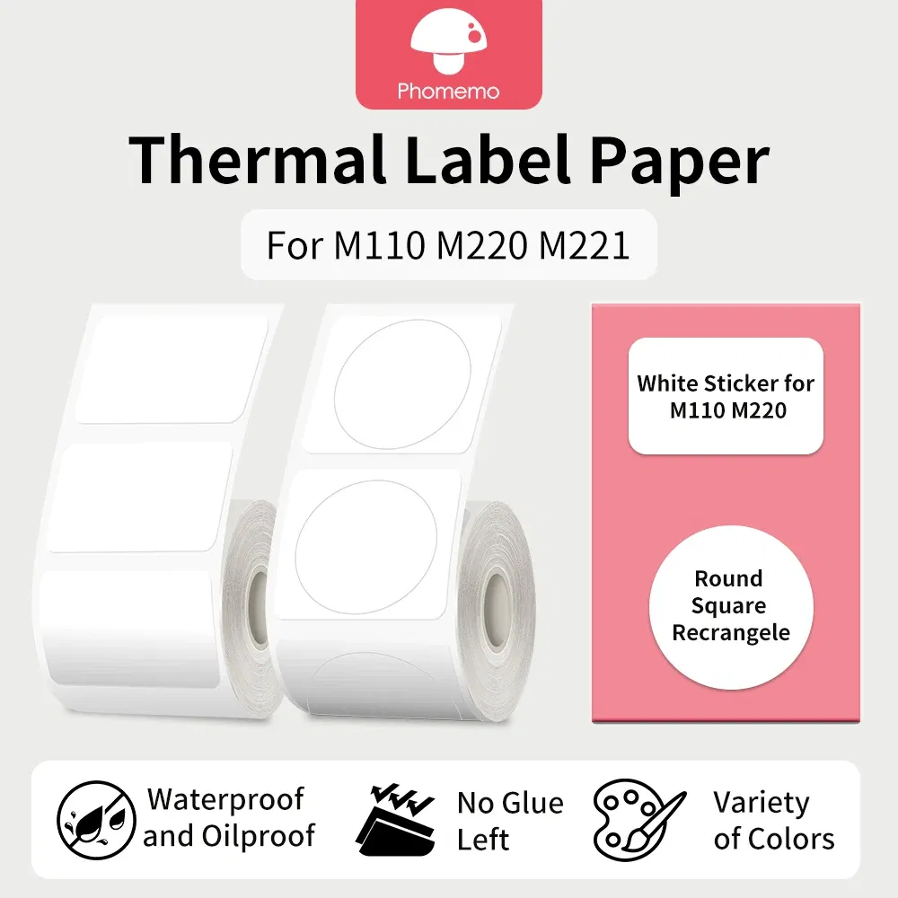 Color: Light Blue - Label Maker Paper Phomemo M110 Label for Small Business Multi-Purpose Thermal Sticker for Phomemo M110 M221 M200 M220 Printer