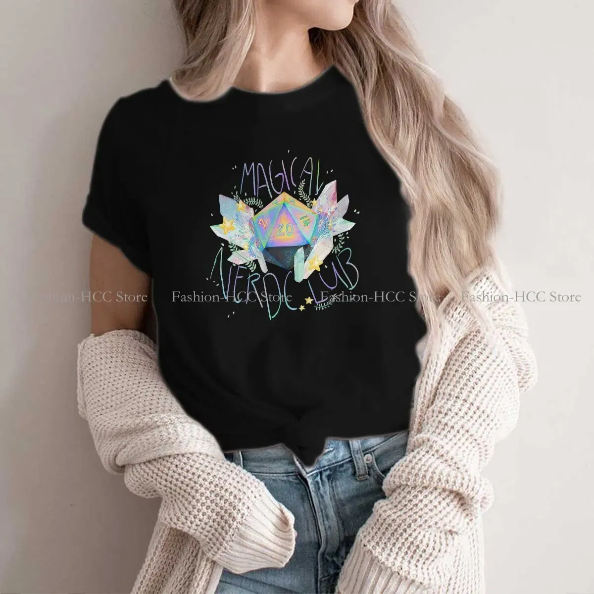 Color: WHITE, Size: S - Magical Nerd Club Style Polyester TShirt DND Game Comfortable Creative Gift Idea T Shirt Stuff
