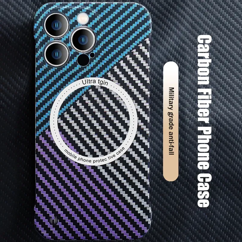 Color: green, Material: Microfiber - Luxury Carbon Fiber for iPhone 11 14 Plus 12 13 Pro Max Magsafe Case Magnetic Wireless Hard Thin Slim Cover for iPhone 13 14 Max