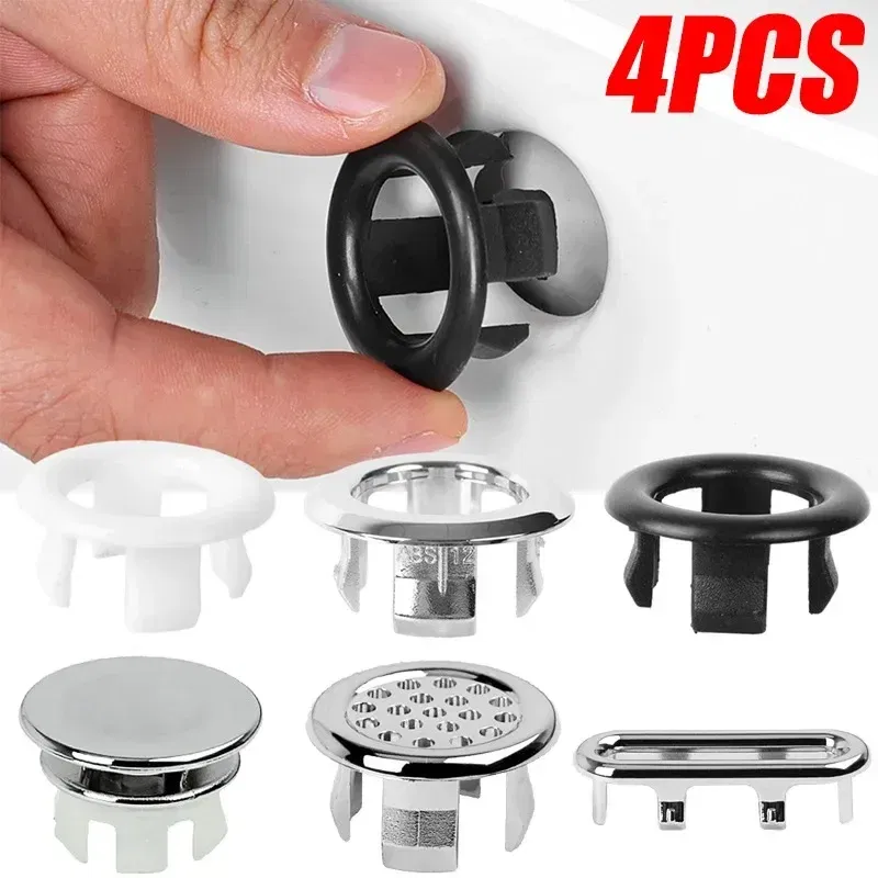 Color: light green, Outer Diameter: 79.3mm - 4/1pcs Sink Hole Round Overflow Cover Kitchen Basin Trim Hollow Overflow Ring Plug Bathroom Wash Basin Overflow Ring Accessories