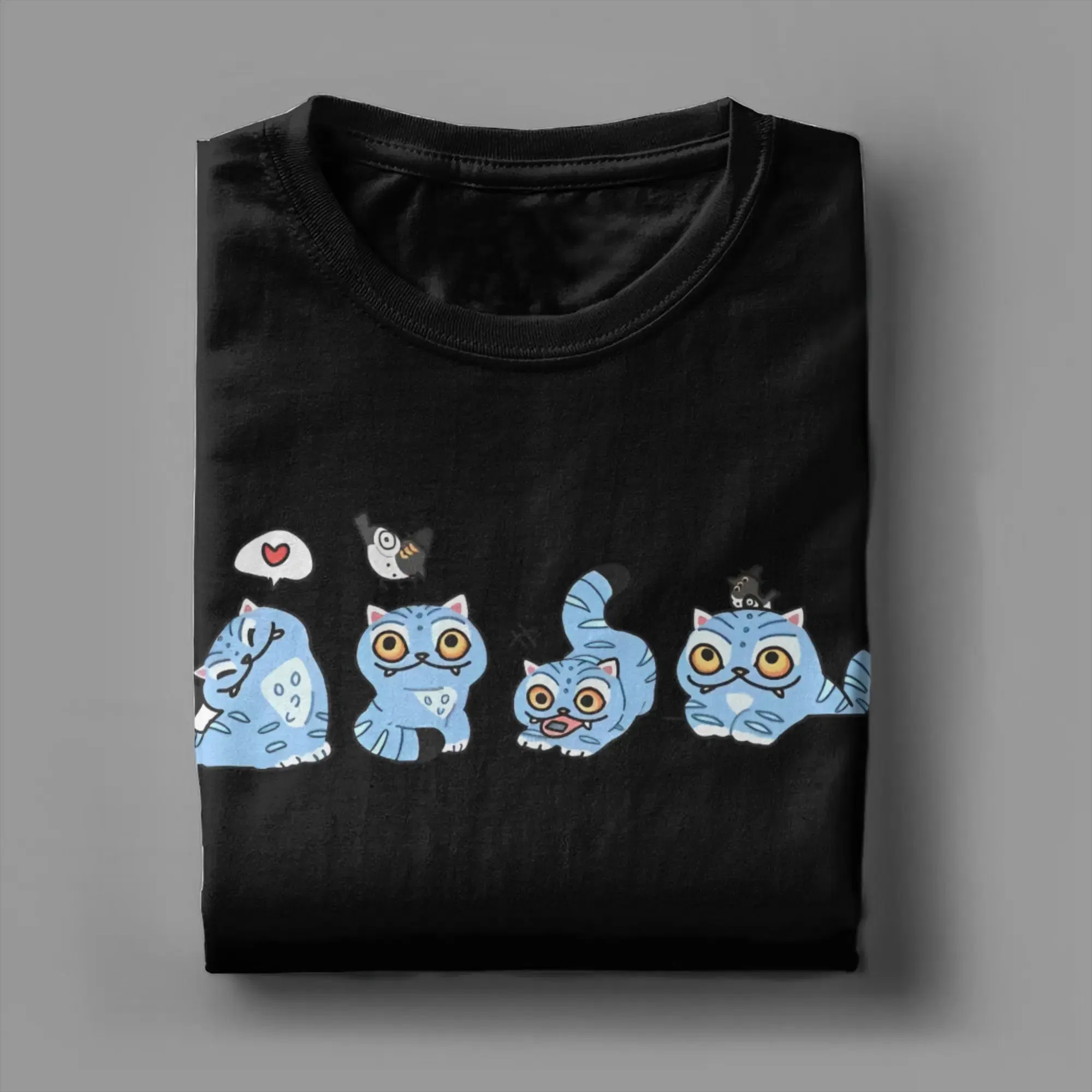 Color: Burgundy, Size: S - Derpy Tiger Cat T Shirt Men Women's Cotton Unique T-Shirt Round Collar Huntrix Kpop Demon Hunters Tees Short Sleeve 4XL 5XL 6XL
