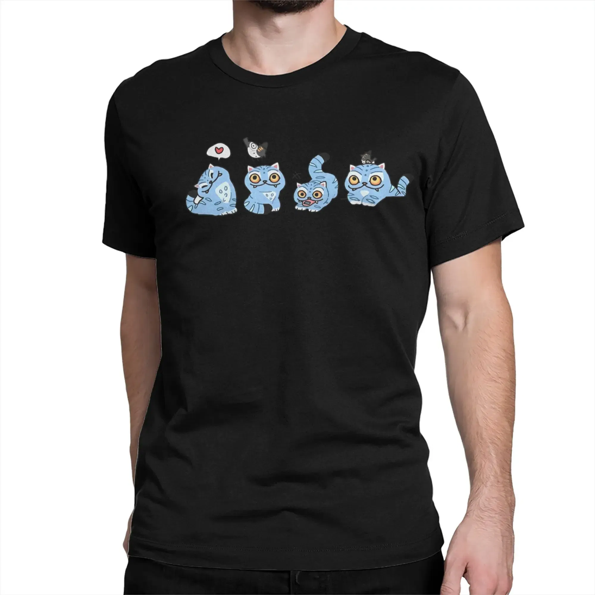Color: Burgundy, Size: S - Derpy Tiger Cat T Shirt Men Women's Cotton Unique T-Shirt Round Collar Huntrix Kpop Demon Hunters Tees Short Sleeve 4XL 5XL 6XL
