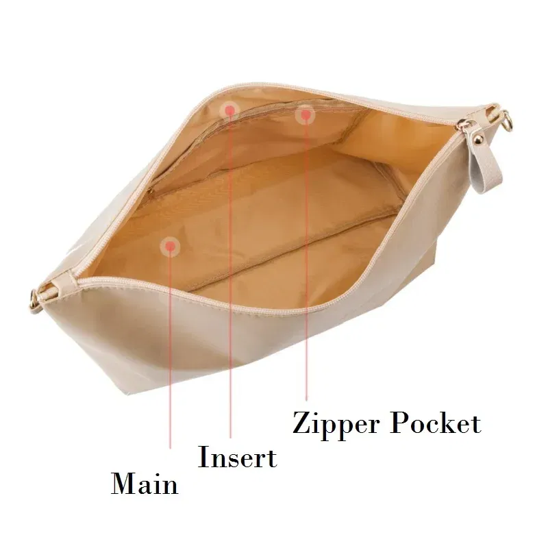 Color: Brown - Nylon Organizer Insert Bag Women Nylon Travel Insert  Travel Makeup Bag Traveling Multi-functional Makeup Insert Bags