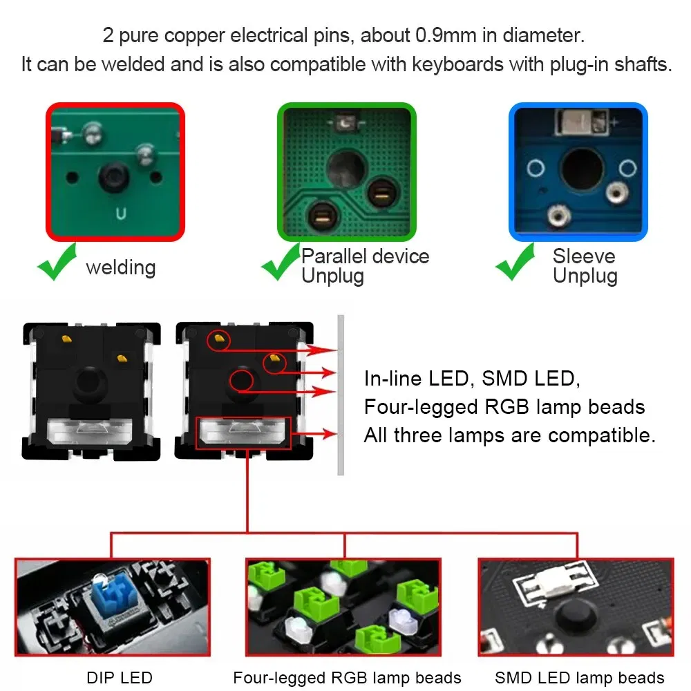 Color: BROWN, Axis Body: blue switch - REDRAGON SMD RGB MX Switch 3Pin Clicky Linear Tactile Silent Red Blue Black Brown Purple Switche For Backlit Mechanical Keyboard