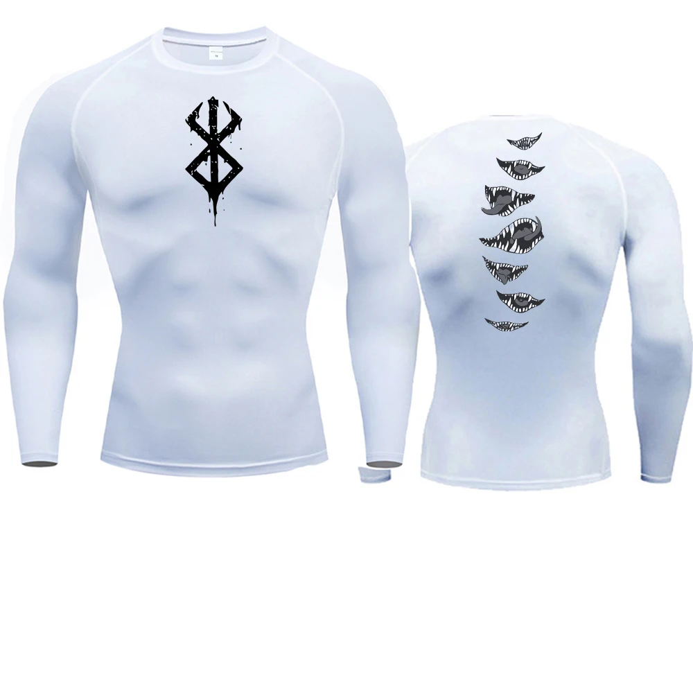 Color: Khaki, Size: S - 2024Anime Berserk Guts Men's Compression Shirt Fitness Sport Running Tight Gym TShirts Athletic Quick Dry Tops Tee Summer