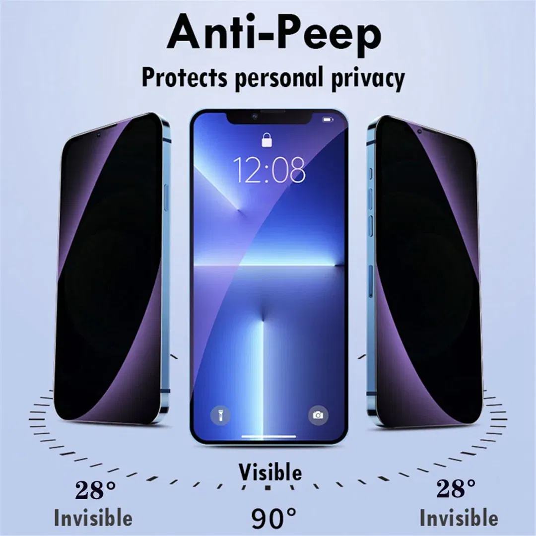 Color: Dark Blue - Anti Blue Light Privacy Tempered Glass for iPhone 16 15 Pro Max 14 Plus 13 12 Mini 11 Eye Protection Clear Screen Protector Film