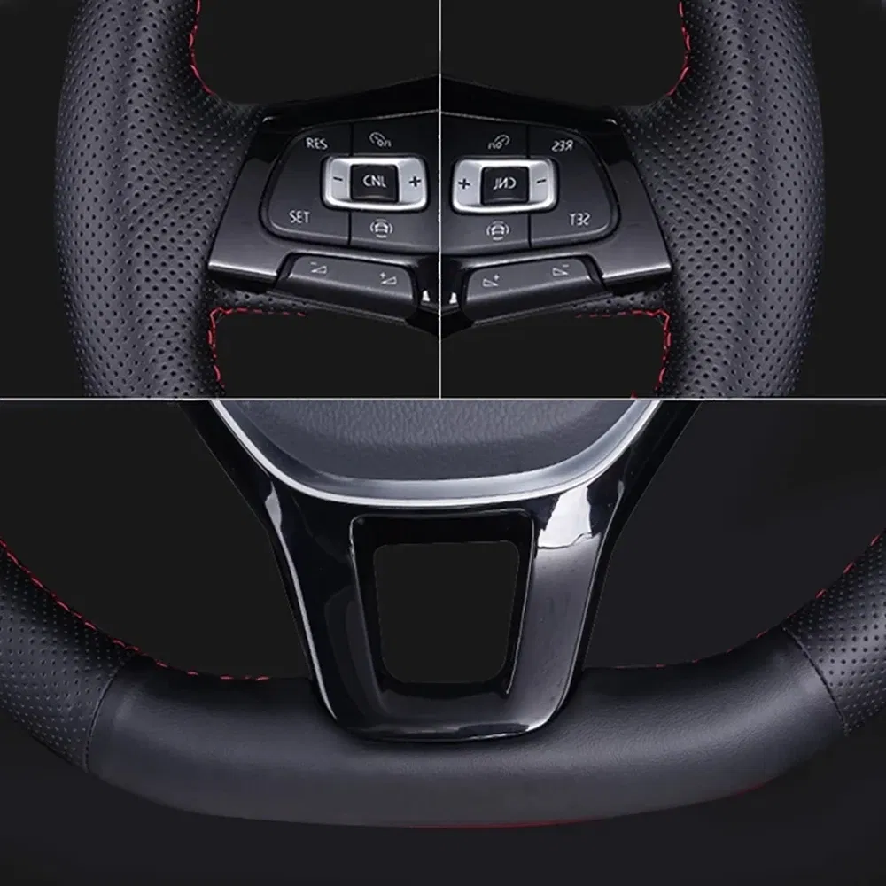 Color Name: black - Car Steering Wheel Cover For BMW E60 E61 530d 545i 550i E63 E64 630i 645Ci 650i Hand-stitched Microfiber Leather Interior