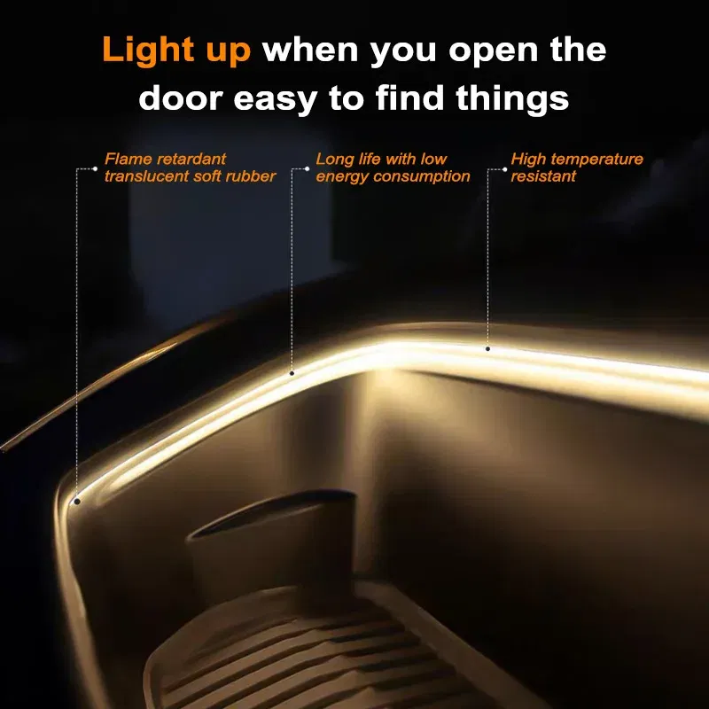 Emitting Color: 3000K Golden - BLALION ?°??°• Frunk Brighten LED Strip Modified Ambient Light For Tesla Model 3 Y S 5M Waterproof Flexible Atmosphere Lamp 트? ??¬ ?•°?„?–?트