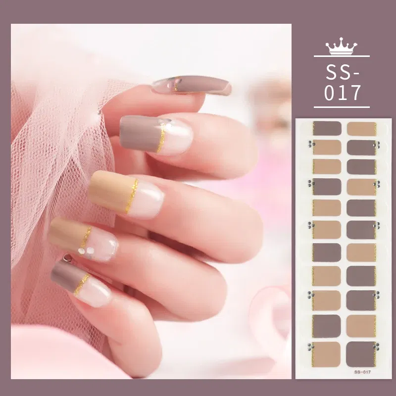 Color: Blue - 22 Tips Blue and White Shiny Speckles Nail Art Sticker Full Cover Nail Stickers Last Update Nail Wraps Lot Sticker for Nails