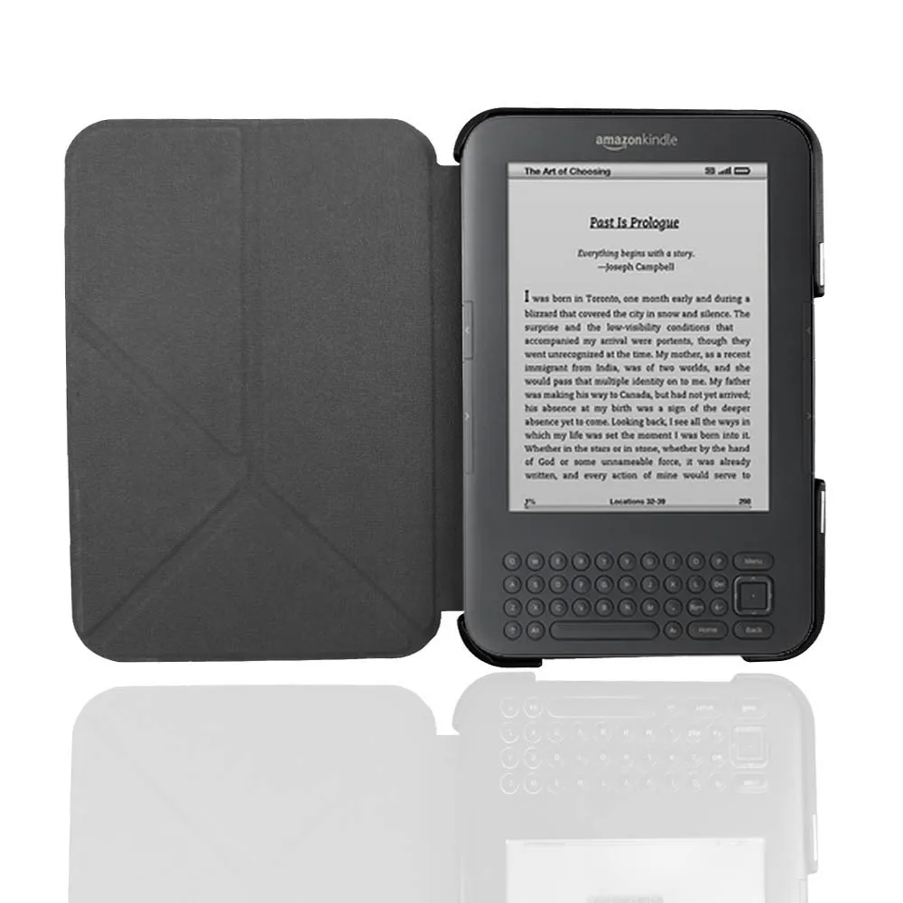 Color: Pink - Lightweight Stand Case For Kindle Keyboard 3rd Gen Leather Cover Reader Kindle3 Kindle D00901 Flip Folio Magnetic Closure