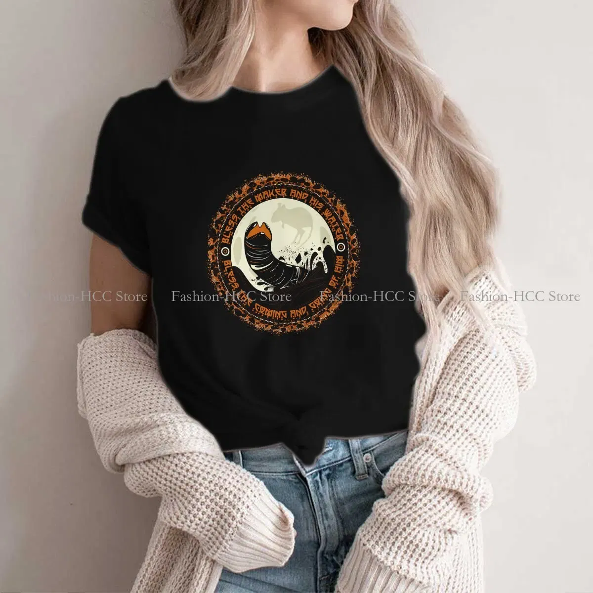 Color: WHITE, Size: M - Essential Graphic Polyester TShirt Arrakis Creative Streetwear Comfortable T Shirt Female