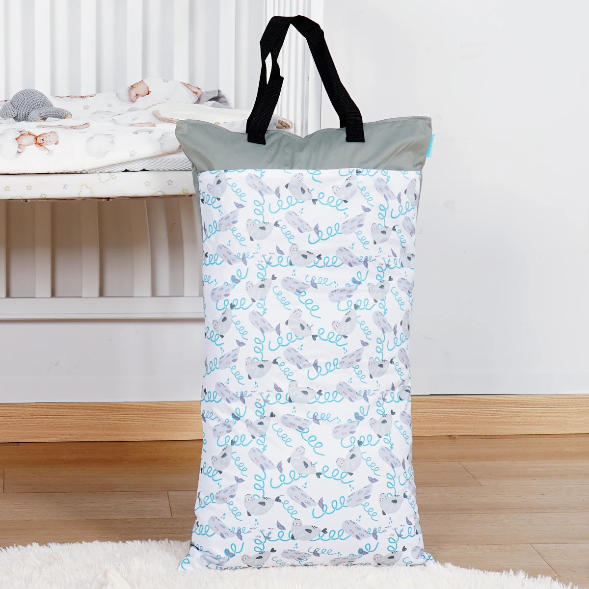 Color: Clear - Happyflute Reusable Hanging Wet Dry Cloth Diaper Bag With Double Zippered Pockets 40*70cm