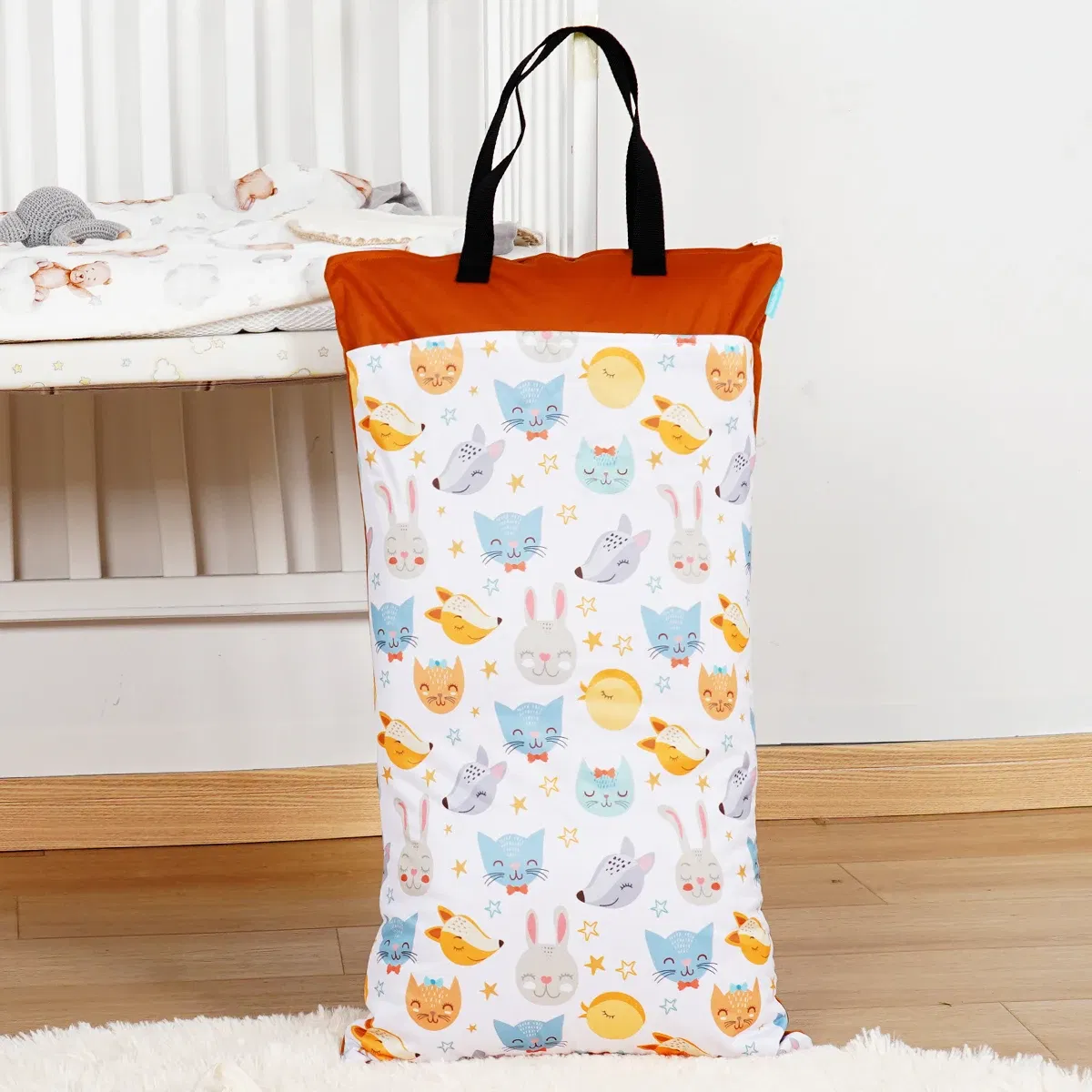 Color: Clear - Happyflute Reusable Hanging Wet Dry Cloth Diaper Bag With Double Zippered Pockets 40*70cm