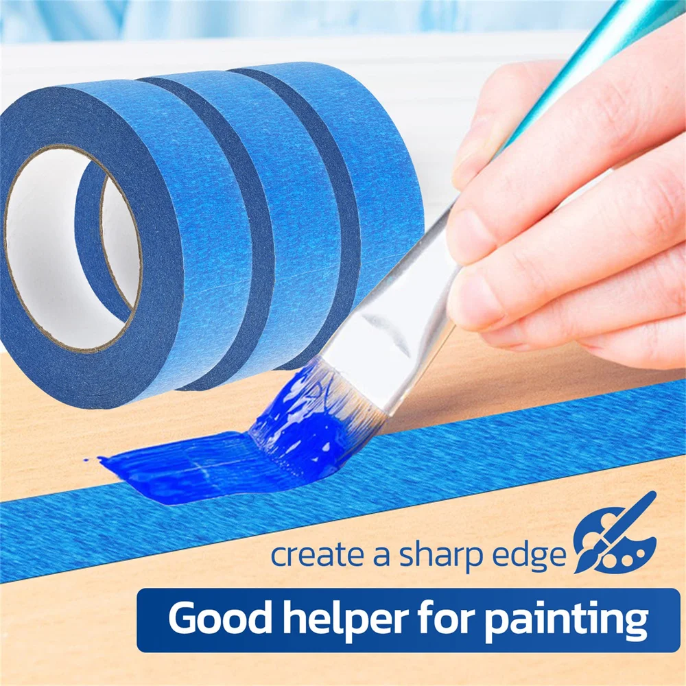Color: Gold - 3 Roll/Set Paint Tape Multi-Surface Masking Easy Removal Paint Tape Security Wall Painting Crafts Art Construction Home 20m/Roll