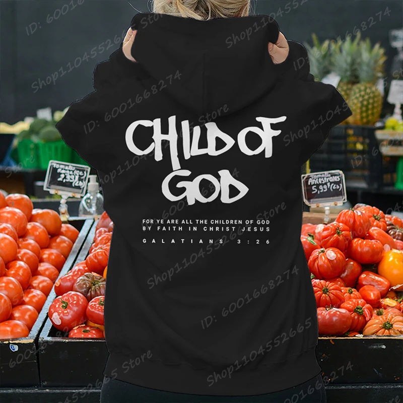 Color: DEEP BLUE, Size: XXS - I Am A God Child Letter Print Hoodies Christian God Sweatshirts Hooded Pullover Pray The Lord Sweatshirt Women's Clothing