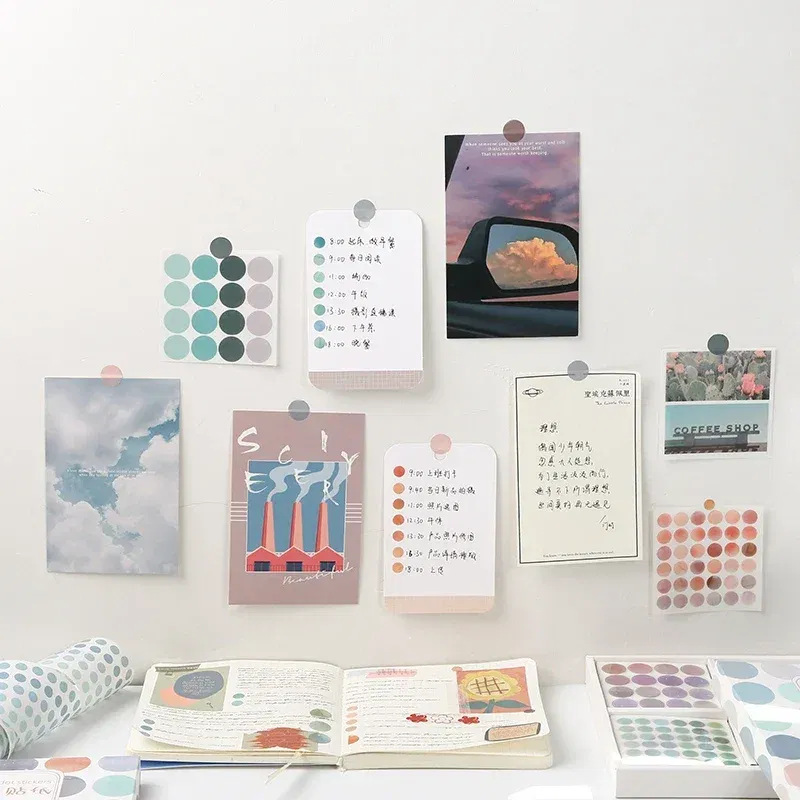Color: light green - 20 Sheets Watercolor Polka Dot Sticker Bullet Journaling Accessories Scrapbooking DIY Color Label Washi Stationery Gift