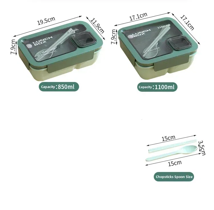 Color: black - Portable Lunch Box Lunch Bags for Children School Office Bento Box with Tableware Thermal Bag Complete Kit Microwavable Heating