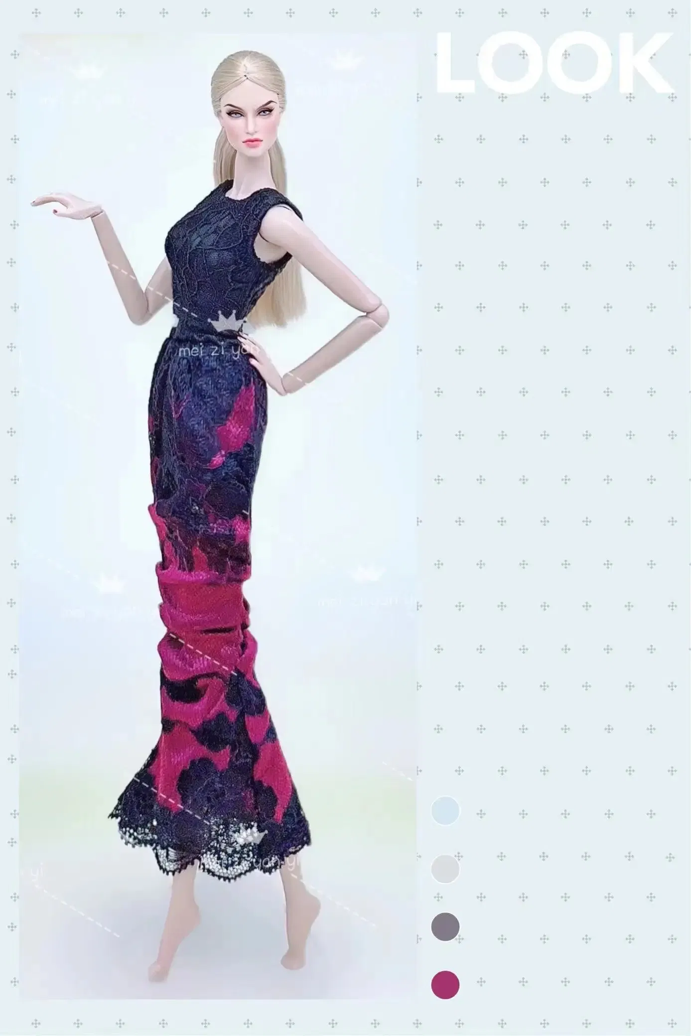 Color: Silver - for clothes pink for 30cm doll