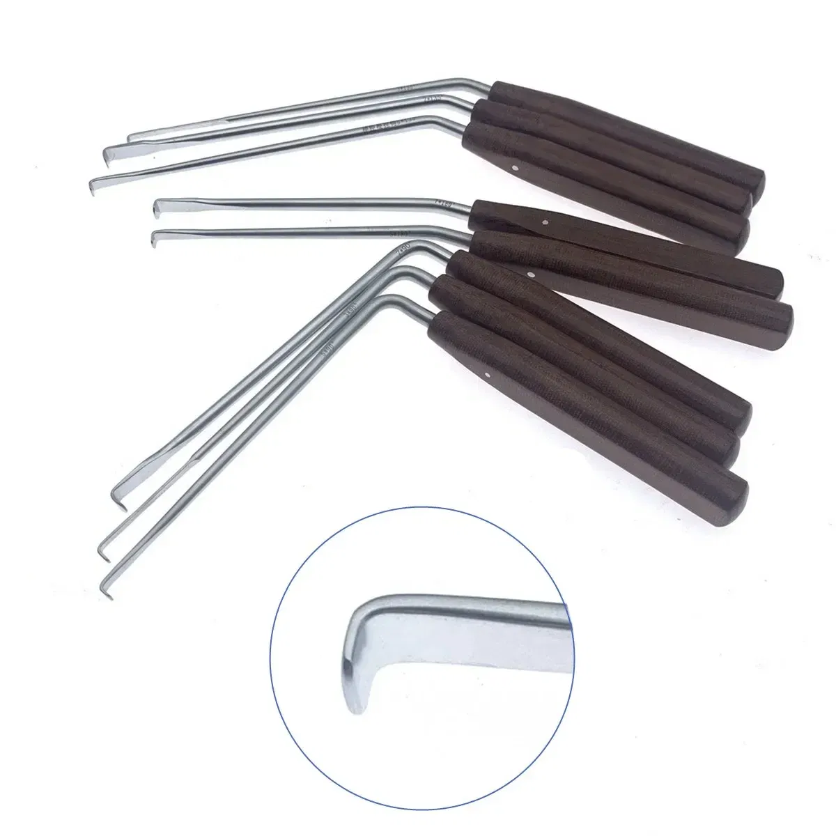 Color: Brown - Nerve Root Hook Retractor with wooden handle brain Bone Retractor Stainless Steel nerve pull hook