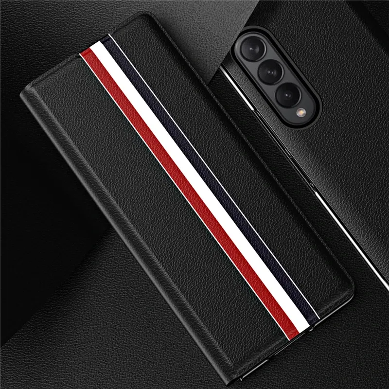 Color: Red, Material: Cotton Fabric - Leather Wallet Function Case for Samsung Galaxy Z Fold 6 5 3 2 fold6 fold5 Fold4 Fold 4 5G Fold3 Fold2 Full Protection Bag Cover