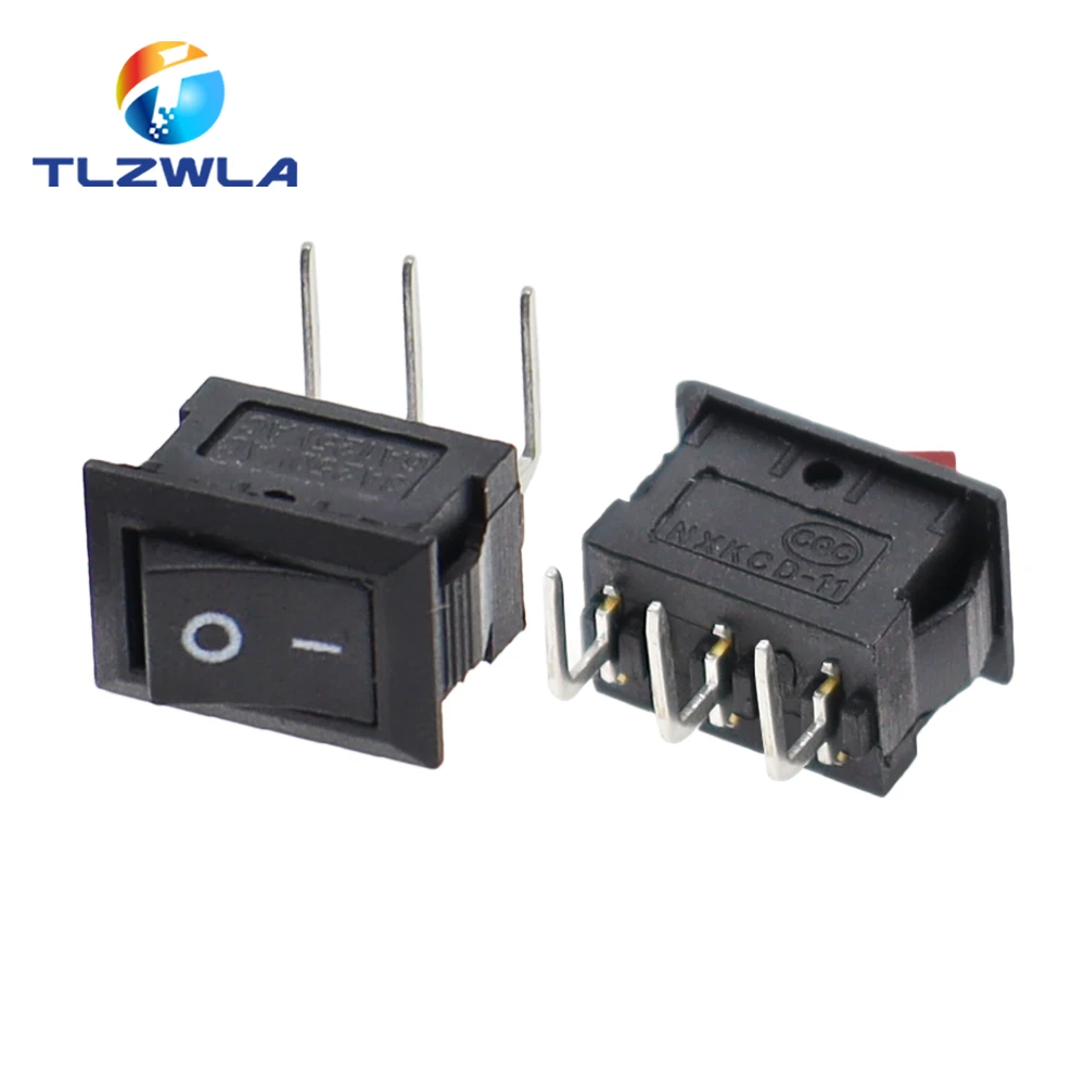 Color: MULTI, Size: 4XL - 5/10PCS KCD11 Rocker Switch 10*15mm Mini Push Button Switch ON-OFF / ON-OFF-ON 2 Pins / 3 Pins 3A 250VAC / 6A 125VAC 10x15mm