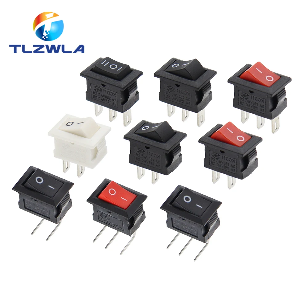 Color: MULTI, Size: 4XL - 5/10PCS KCD11 Rocker Switch 10*15mm Mini Push Button Switch ON-OFF / ON-OFF-ON 2 Pins / 3 Pins 3A 250VAC / 6A 125VAC 10x15mm