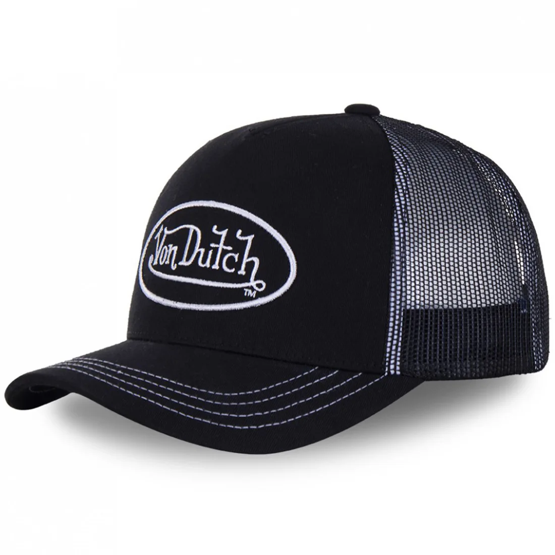 Color: green - VON baseball cap Alphabet sunblock mesh embroidered trucker hat