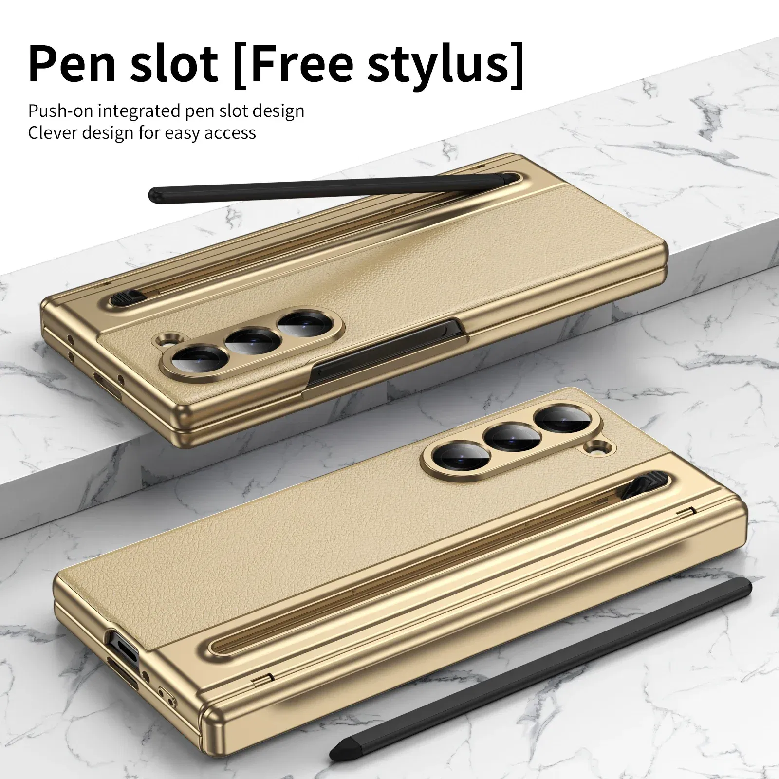 Color: Pink, Material: CANVAS - With Touch Pen For Samsung Galaxy Z Fold 6 Slim 5 W25 5 4 3 Case Leather Plating Hinge 360 Full Screen Protector Folding Cover