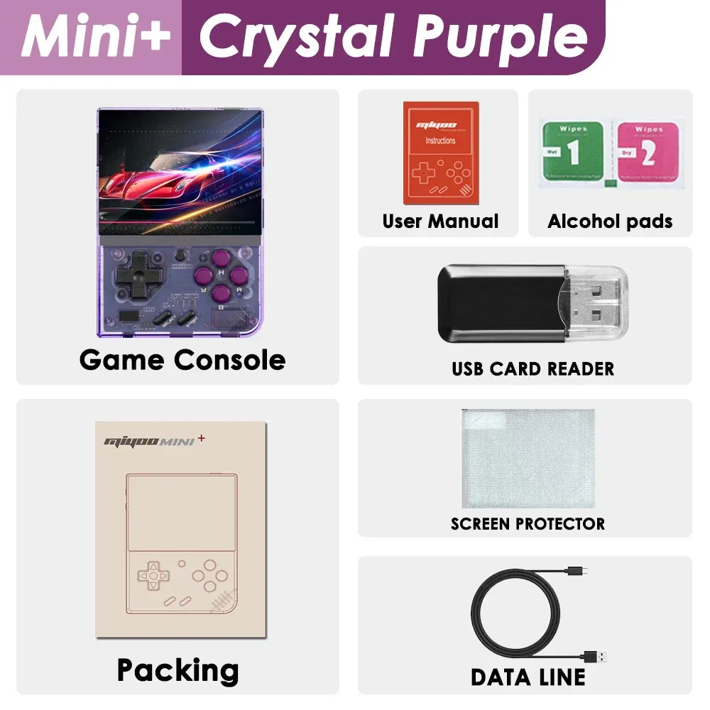 Color: Gold, Bundle: Bundle 3 - MIYOO Mini Plus Portable Retro Handheld Game Console V2 Mini+ IPS Screen Classic Video Game Console Linux System Children's Gift