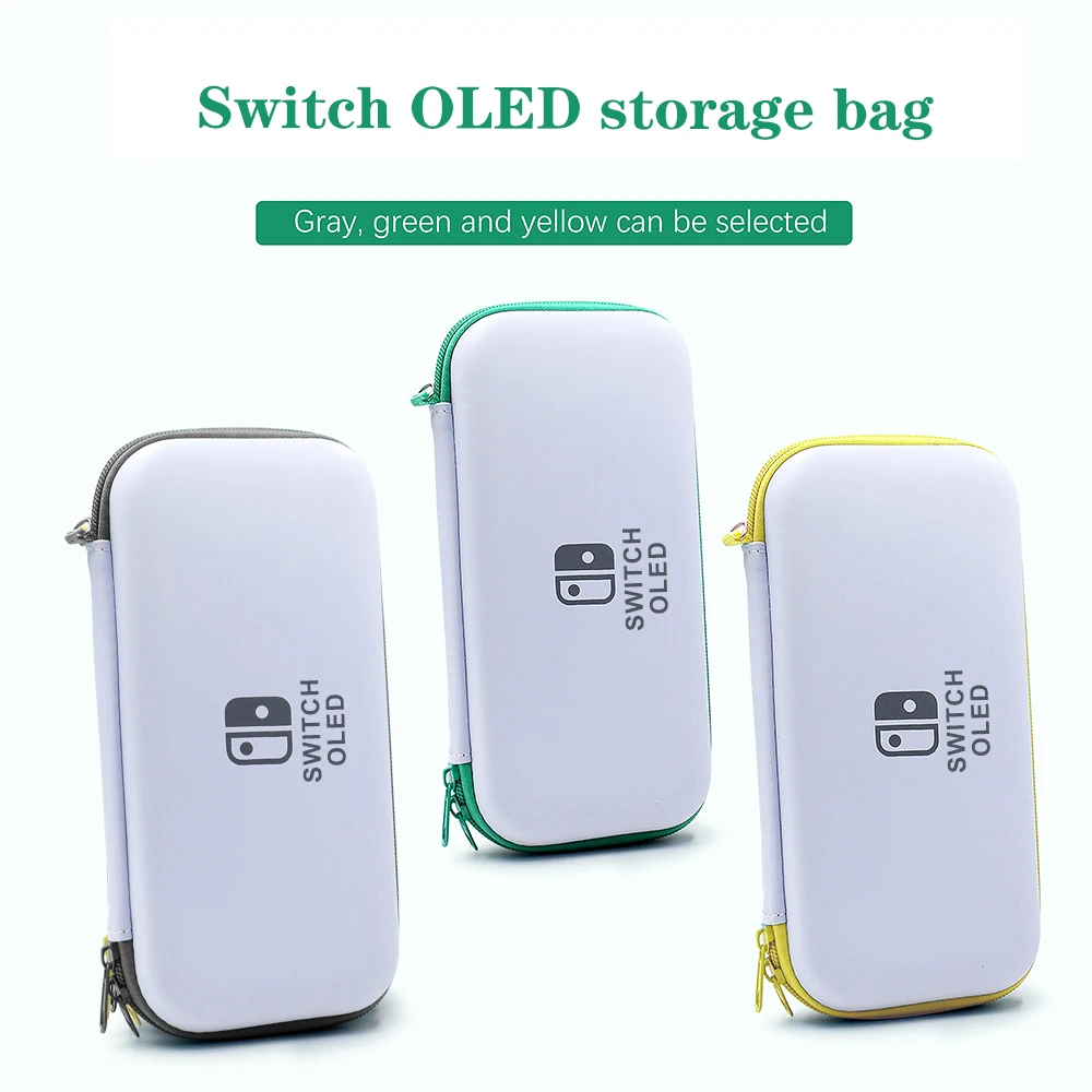Color: green - Case Kit For Nintend Switch OLED Console Carrying Case Protective Pouch Hard Shell Clear Cover For Switch Oled WIth Film Glass