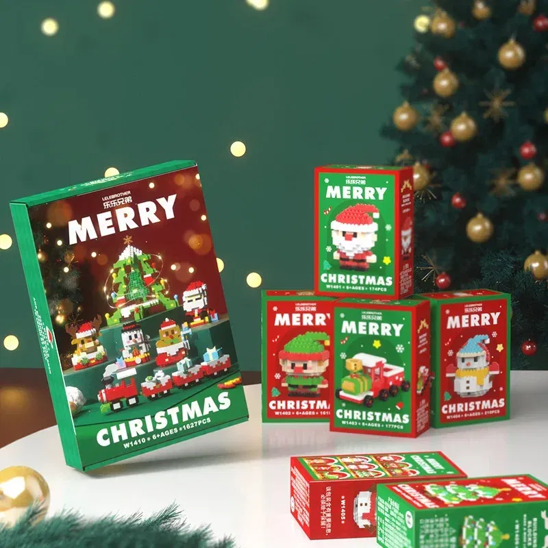 Color: Red - Santa Claus Building Blocks Christmas Bricks Gift Kids Toy Home Decoration Micro Particle Bricks Diy Assembly Games Xmas Gift