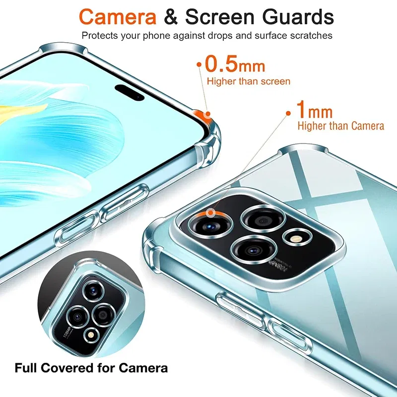 Material: Nylon - Shockproof Silicone Soft Case For Huawei Honor 200 90 70 50 Lite Pro Ultra Thin Cover For Honor200 Lite Clear Slim Fundas